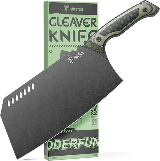 Meat Cleaver Butcher Knife 9 Inch, Bone Chopper,G10 Non-Slip Handle | Ultra Sharp Stainless Steel Blade, Full-Tang, Heavy Duty Meat Vegetable Cutting Knife for Home Kitchen and Outdoor Cooking