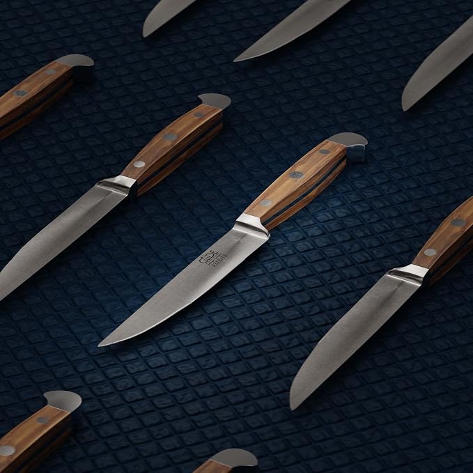 Güde Alpha Olive Series Hand Forged/Serrated Steak Knife With Olivewood Handle 4-in, Made in Solingen, Germany Since 1910