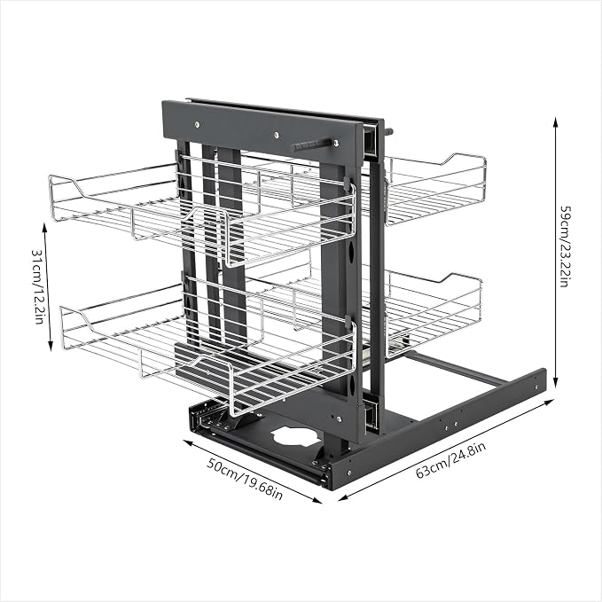 Gdrasuya10 Blind Corner Cabinet Pull Out Organizer, 2 Tier Pull Out Shelf Organizer for Corner Cabinet Storage Slide Out Kitchen Cabinet Organizer Basket for 15" Opening Door (Left or Right)