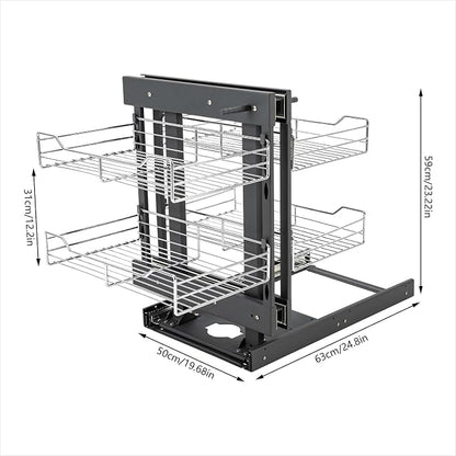 Gdrasuya10 Blind Corner Cabinet Pull Out Organizer, 2 Tier Pull Out Shelf Organizer for Corner Cabinet Storage Slide Out Kitchen Cabinet Organizer Basket for 15" Opening Door (Left or Right)