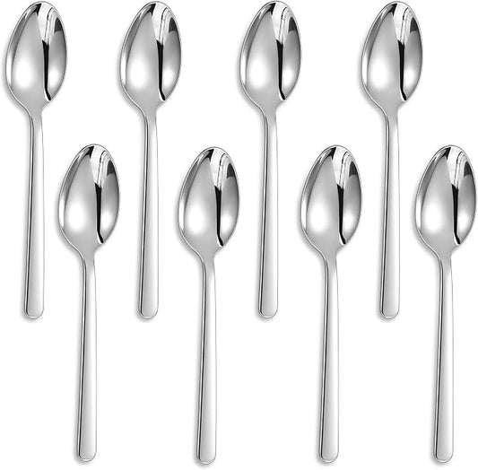 KEAWELL Premium Aline 8-Piece 7.4 inch Spoon Set – 18/10 Stainless Steel Silverware with Mirror Polish, Dishwasher Safe for Table Setting and Entertaining (8, Dinner Spoons)