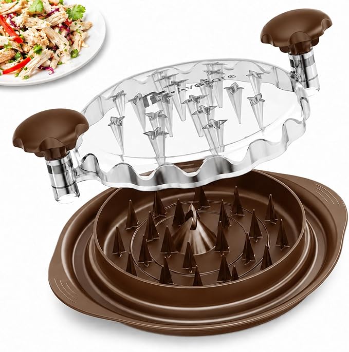 AveFare Chicken Shredder - 11Inch Large Chicken Shredder Tool Twist with Brush, Visible Meat Shredder, Ergonomic Handle, Strong Anti-Slip, BPA Free Dishwasher Safe, Suitable for Pork Beef Chicken