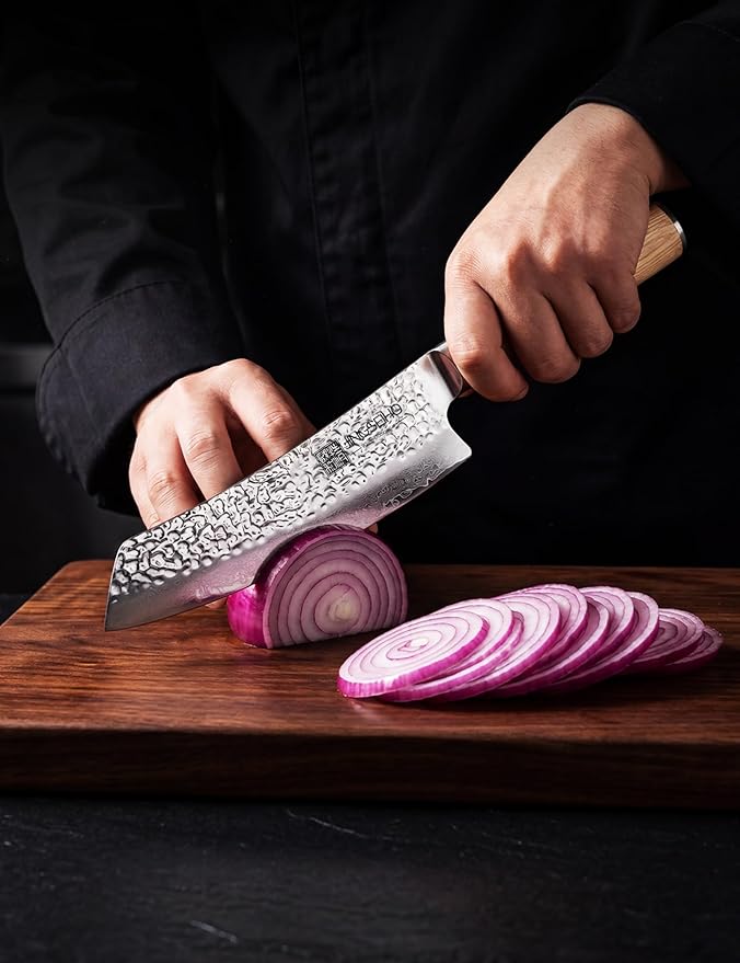 Professional Knife Set - VG-10 67-Layer Damascus Forged Steel, Razor-Sharp Edge Chef Santoku Paring Knifes, Durable Kitchen Cutlery for Home Cooks