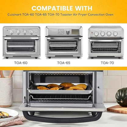GWY 2PCS Air Fryer Accessories parts for Cuisinart TOA-60 TOA-65 TOA-70 Toaster Convection Oven, 12 * 11'' Tray Replacement Steel Pan Toaster Oven Accessories Parts