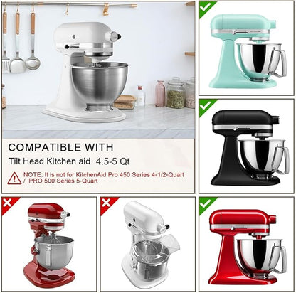KitchenAid 4.5-5 Qt Bamboo Mixer Slider - Tilt Head Stand Mixer Appliance Mover Storage Sliding Tray (White)