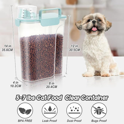 LEAWALK 5Lbs Airtight Cat Dog Food Storage Container with Upgraded Large Nozzle BPA-Free, Pet Food Storage Containers for Rice, Grain, Pet Food, Flour, Dog Treat Storage (Blue x 2, 5L-2pack)