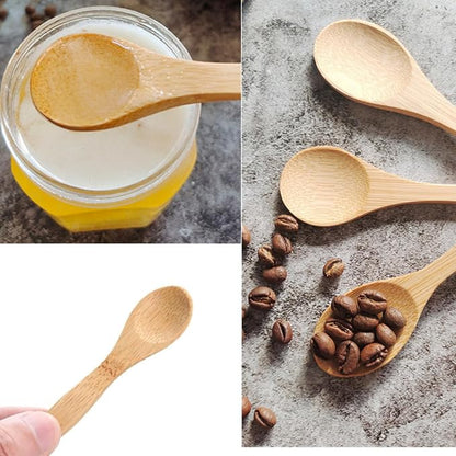8 Pcs Mini Wooden Spoons - Handmade Small Teaspoons for Honey, Sauces, Ice Cream, Coffee & Sugar