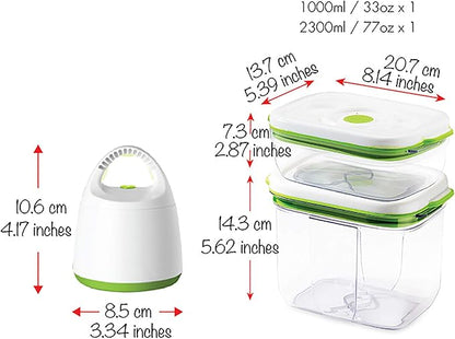 FOSA Vacuum Seal Food Storage System - Reusable Containers Starter Set & 2 Large Stackable Containers for Freshness (Pump Not Included)