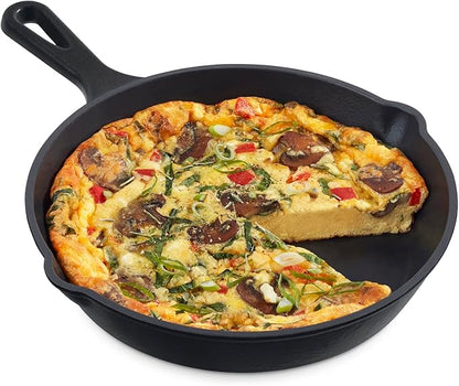 DASH Zakarian x Nonstick Cast Iron Skillet - Versatile Frying Pan Cookware - Oven-Safe Searing Skillet with Pour Spout and Quick-Clean Surface - Rust-Resistant - Black, 9.5-Inch