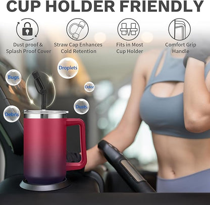 BENZZO Water Bottle, 40 oz Tumbler with Lid and Straw - Leakproof Travel Mug Thermal Cup 40oz, Insulated Tumblers Stainless Steel for Hot and Cold for 34H, Gifts for Women Man Mother Father Birthday