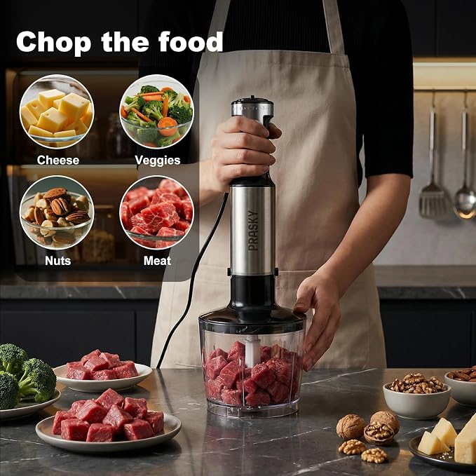 Immersion Blender Handheld 1200W, 20-speeds Immersion Hand Blenders, Hand Mixer with Mining Beaker,Chopper,Whisk, Frother and Stick Blender Suitable for Kitchen, Protein Shakes and Baby Food