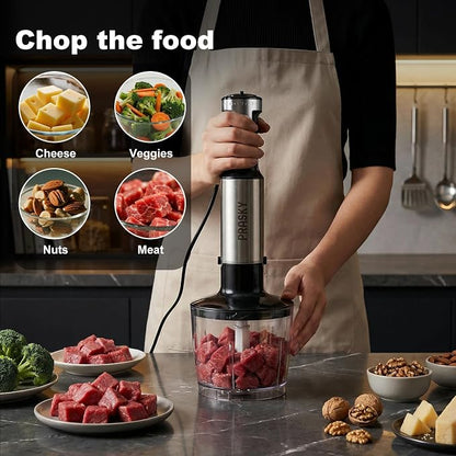 Immersion Blender Handheld 1200W, 20-speeds Immersion Hand Blenders, Hand Mixer with Mining Beaker,Chopper,Whisk, Frother and Stick Blender Suitable for Kitchen, Protein Shakes and Baby Food