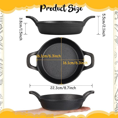 Ziliny Mini Cast Iron Skillets 6.3 x 6.3 x 1.5 Inch Cast Iron Pan Small Ramekin Set Black Casserole Dish Cookware Oven Safe Mini Skillets for Kitchen Indoor Outdoor Picnic (1 Pack)