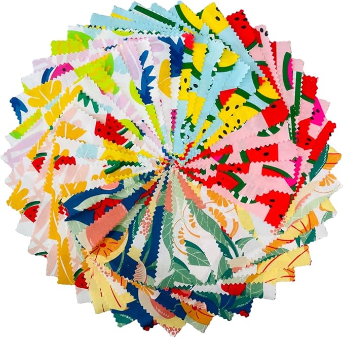 Cotton Fabric Squares 5x5 Charm Packs for Quilting 5 inch for Baby Sewing Patchwork 42pcs (Fruit Fabric)