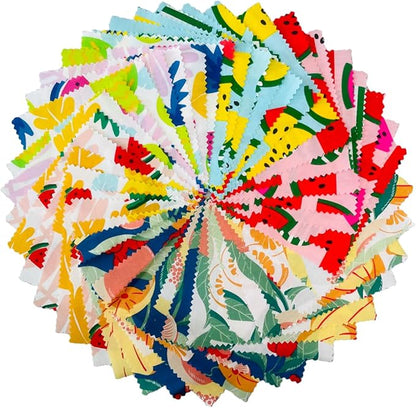 Cotton Fabric Squares 5x5 Charm Packs for Quilting 5 inch for Baby Sewing Patchwork 42pcs (Fruit Fabric)