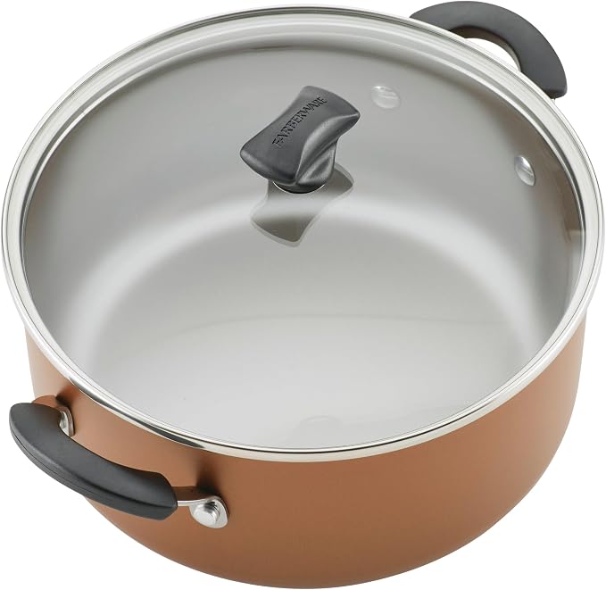 Farberware Cookstart Aluminum DiamondMax Nonstick Cookware Set, Kitchen Essentials, 15-Piece, Copper