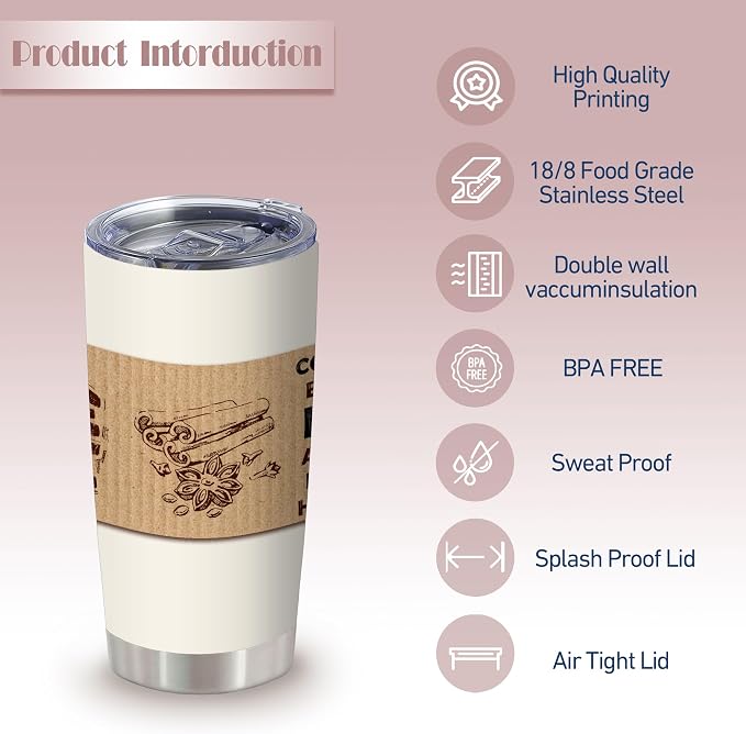ATHAND Funny Coffee Tumbler,Eeffoc Is Coffee Spelled Backwards,20 Oz Insulated Stainless Steel Tumbler with Lid,Sarcastic Coffee Mugs,Novelty Gifts for Women, Men,1 Pcs