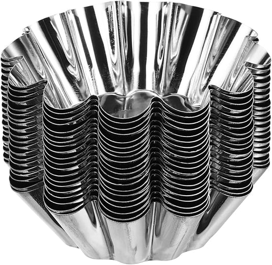 uxcell 30pcs Cupcake Mold, Stainless Steel Mini Cupcake Cake Pans Baking Tool for Cupcakes, Mini Cake, Desserts, Pudding, Flower Shape 2.9 x 1 inch