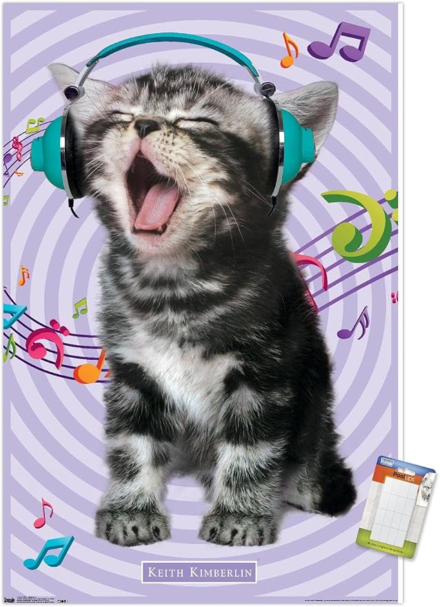 Trends International Keith Kimberlin - Kitten - Singing Wall Poster, 22.375" x 34", Premium Poster & Mount Bundle