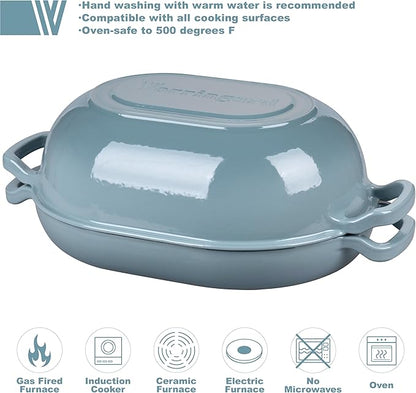 VORRINGARD Enameled Cast Iron Sourdough Bread Oven, Dutch Oven, Loaf Cast Iron Bread Pan for Homemade Bread Baking, Meatloaf Pan with Lid, 7QT, Sea Salt