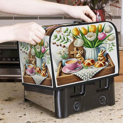 Toaster Cover 4 Slice Wide Slot Easter BunnyBread Toaster Oven Dustproof Cover Small Appliance Kitchen Covers Dust and Fingerprint Protection for Women Gift 4 Slice