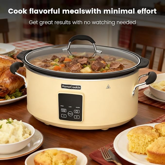 HOMECOOKIN Slow Cooker, Extra Large 10 Quart Programmable Slow Cookers, Dishwasher Safe Glass Lid & Crock, Kitchen Appliance for Families and Gatherings, Oatmeal