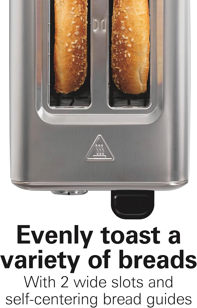 Hamilton Beach Sleek Stainless Steel 2 Slice Toaster, Sure-Toast One-Slice Technology, R22721 (Renewed)
