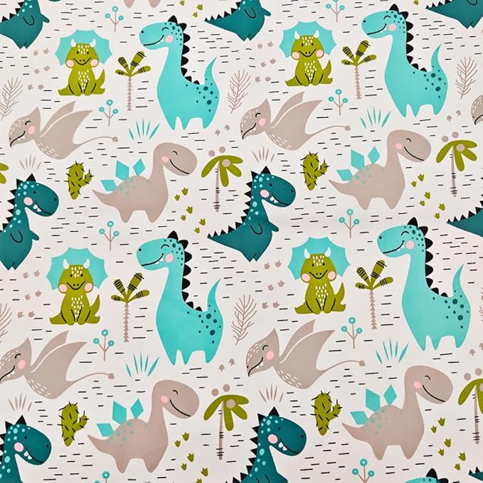 Fabric, 8 pcs/lot Fat Quarter Fabric Bundles 100% Cotton 19.69'' x 19.69''(50 x 50cm) Quilting Cotton Pre-Cut Squares Sheets for Patchwork Sewing Quilting Crafting, Dinosaur Pattern.