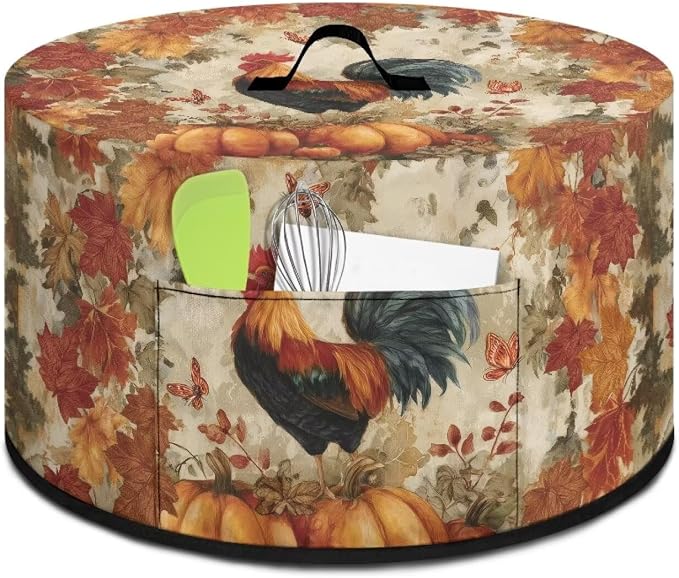 Pumpkins Rooster Slow Cooker Cover Protection Crock for Pot Dust Cover Fits for Most 6-8 Quart Slow Cooker Dustproof Small Appliance Accessories
