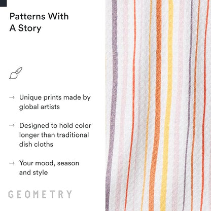 GEOMETRY Kitchen Dish Cloths - Quick Dry Dishcloths for Kitchen - Premium Dish Rags with Geoweave - 3-Pieces Stripe Season
