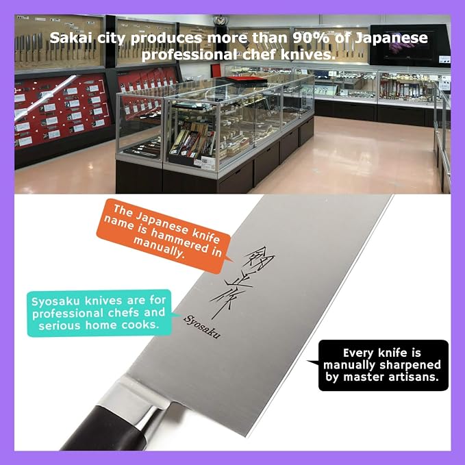 Japanese Chef Knife INOX AUS-8A Stainless Steel Black Pakkawood Handle, Gyuto 8.3-inch (210mm)