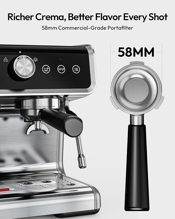 EUHOMY Espresso Machine with Grinder, 20 Bar Professional Espresso Coffee Maker for Home,with Milk Frother for Latte, Cappuccino & Barista-Style