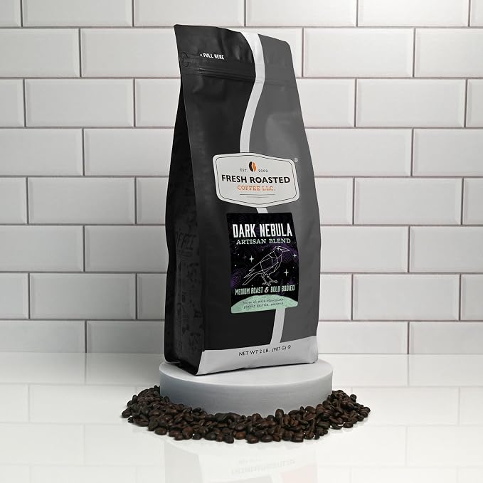 Fresh Roasted Coffee, Dark Nebula Whole Bean Coffee, Medium Roast, Kosher, 2 lb (32 oz)