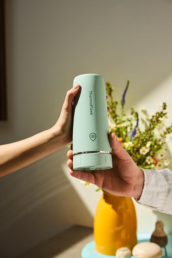 ThermoFlask Stainless Steel Travel Coffee Tumbler with Sip-N-Lok Auto-Seal Lid (16 oz, Sage Green) - Leakproof Insulated Mug for Coffee & Tea