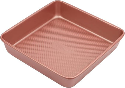 David Burke 9" Square Bake Pan, Carbon Steel, Non-Stick, PFTE & PFOA Free, Oven Safe – Rose Gold