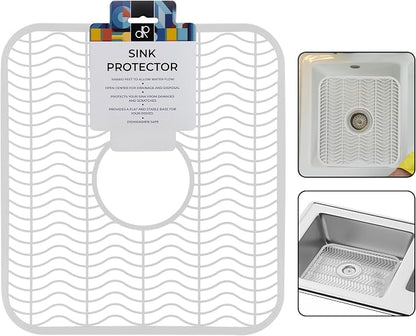 DecorRack White Sink Protectors for Kitchen, Plastic 12" x 11" Dish Rack, Protect Sink from Stains, Damage, Scratches, Dishwasher Safe Grid Mat for Kitchen (White)