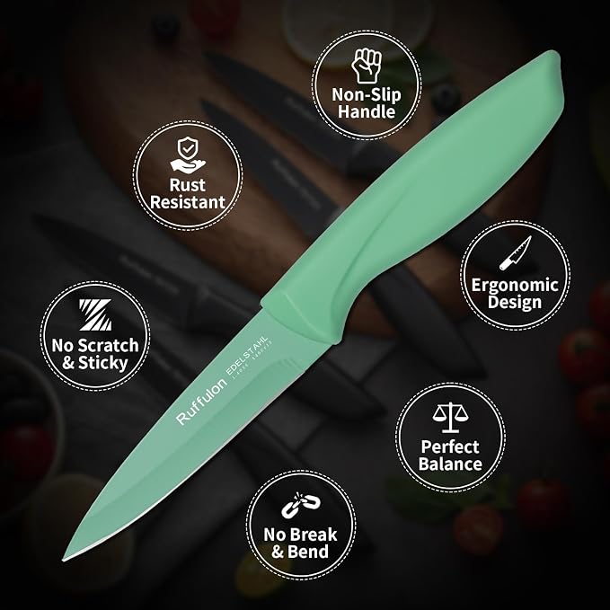 Paring Knife Set, 4PCS Stainless Steel Paring Knife Set, Ultra Sharp Fruit and Vegetable Knives, 3.5-Inch Kitchen Knives, Razor-Sharp Knife,Ergonomic Handle Design,Green.
