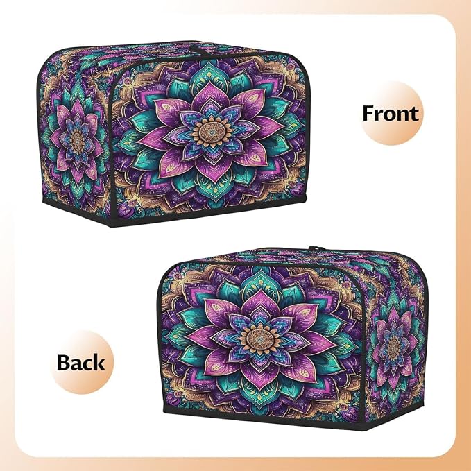 Toaster Cover 4 Slice Wide Slot Bohemia Boho PurpleBread Toaster Oven Dustproof Cover Small Appliance Kitchen Covers Dust and Fingerprint Protection for Women Gift 4 Slice