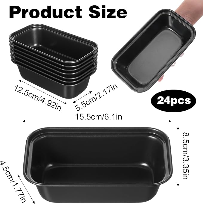 24 Pcs Mini Loaf Pans for Baking Bread,Non Stick Small Loaf Pans Banana Bread Tins,6.1 x 3.35 x 1.77 Inches Nonstick Tiny Meatloaf Pan Carbon Steel for Oven and Baking