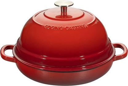 EDGING CASTING Enameled Cast Iron Dutch Oven Pot with Lid, Round Bread Oven for Homemade Sourdough Bread Baking, 6 Quart, Red