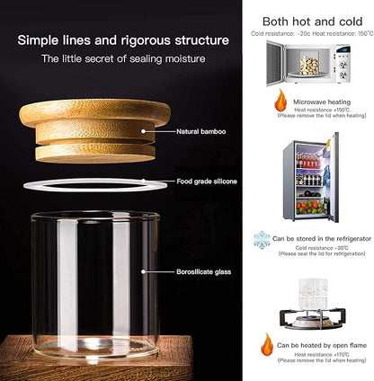 20 Pcs Glass Spice Jars with Airtight Bamboo Lids, Labels and Pen, 2.5oz Mini Clear Food Storage Containers for the Pantry, Kitchen Canisters for Tea, Herbs, Sugar, Salt, Coffee and More