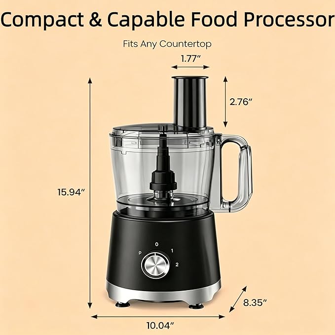 Simple Deluxe 10.5 Cup Food Processor, Multi-Functional Vegetable Choppers Food Grinder with Slicing Shredding Chopping Kneading, Suitable for Smoothie Fruit Dough, 2.6QT, Classic Black