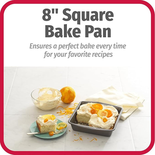 GoodCook Everyday Nonstick Steel Square Pan, 8", Gray