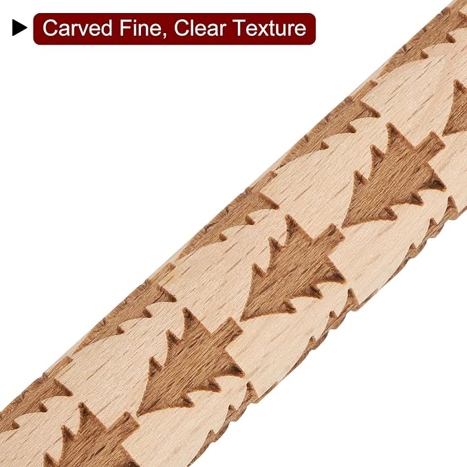 HARFINGTON Wood Clay Roller 4" Pine Tree Pattern Rolling Pins Wood Rollers Pottery Tools Wood Grain Texture Rollers for Clay Baking Dough Playdough DIY