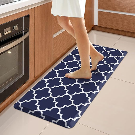 WISELIFE Kitchen Runner Rugs Anti-Fatigue mats,17.3"x 39",Non Slip Waterproof Ergonomic Comfort Mat for Kitchen, Floor Home, Office, Sink, Laundry,Blue
