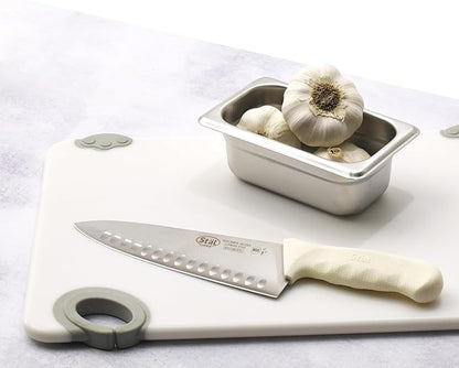 Winco 8" Commercial-Grade Chef's Knife with Hollow Handle, White