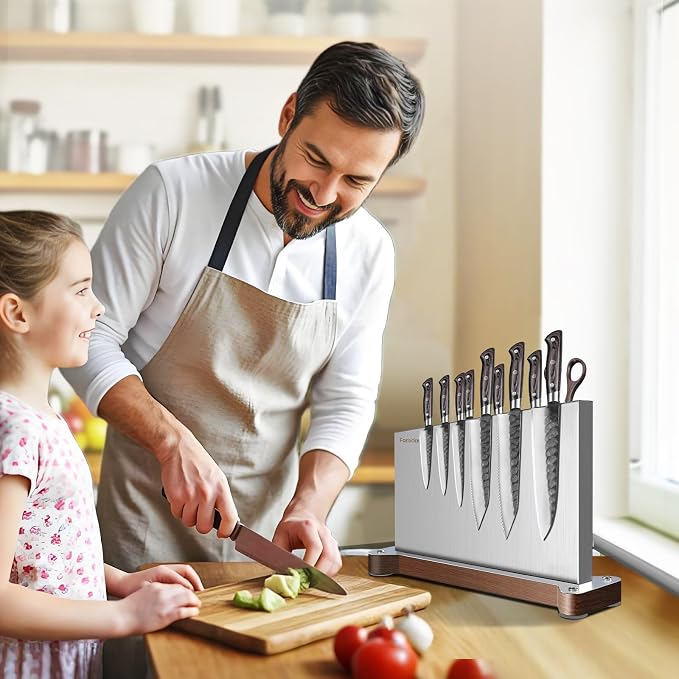 Magnetic Knife Holder Stand,Extra Large Stainless Steel Magnetic Knife Block Without Knives,Power Magnetic Knife Rack Strip,Double Sided Magnet Knife Storage Organizer