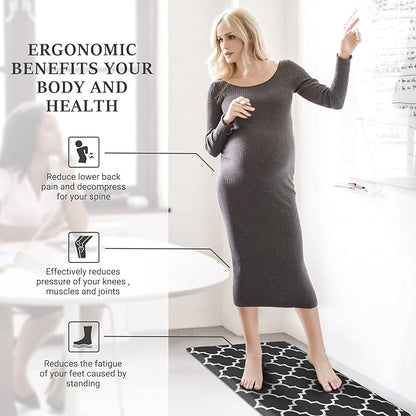 WISELIFE [Kitchen] [Mat] Cushioned Anti-Fatigue Rug, 17.3"x 39", Non Slip Waterproof, Heavy Duty PVC Ergonomic Comfort For Floor Home, Office, Sink, Laundry,Black