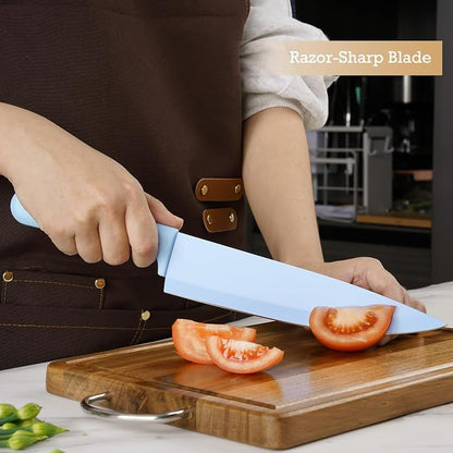 8 Piece Kitchen Knife Block Set with Sharpener,Dishwasher Safe,German Stainless Steel Knife Block Set