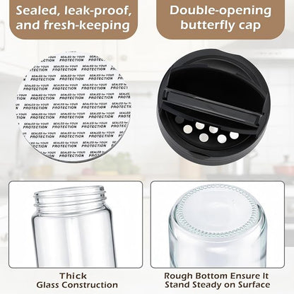 3 Pack 16 oz Glass Spice Jars with Shaker Tops Lids Large Spice Bottle with Lids for Kitchen, Herbs, Sugar, Pantry Herb Salt Pepper Storage (Round)